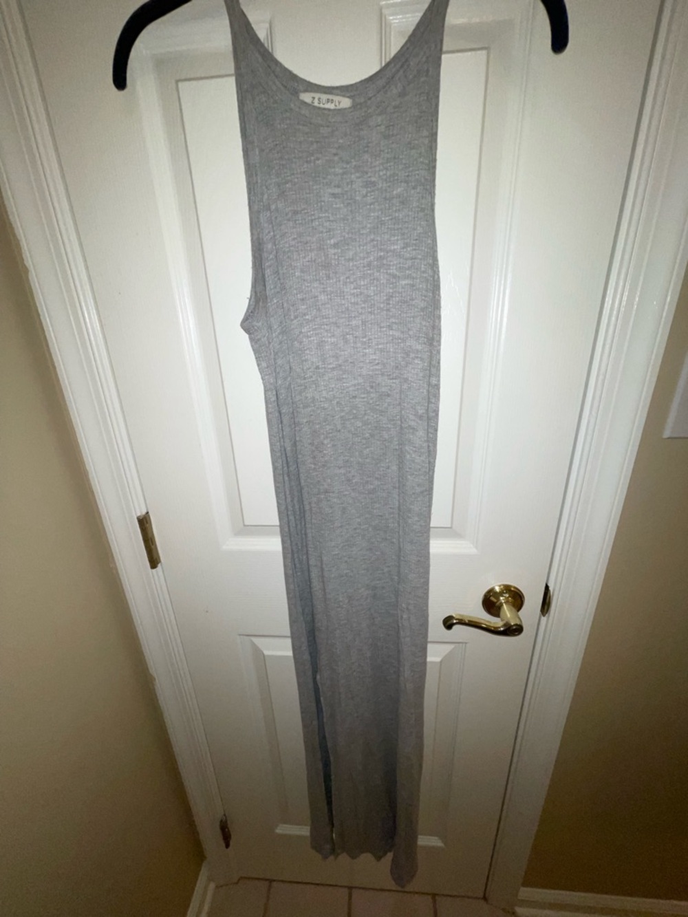 Z Supply Light Gray Ribbed Maxi Tank Dress